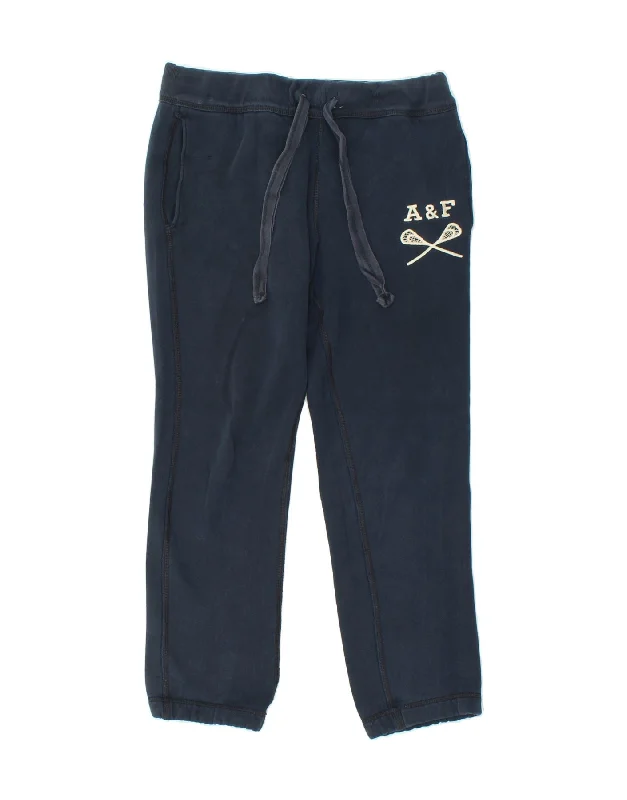 ABERCROMBIE & FITCH Womens Tracksuit Trousers UK 10 Small Navy Blue Cotton