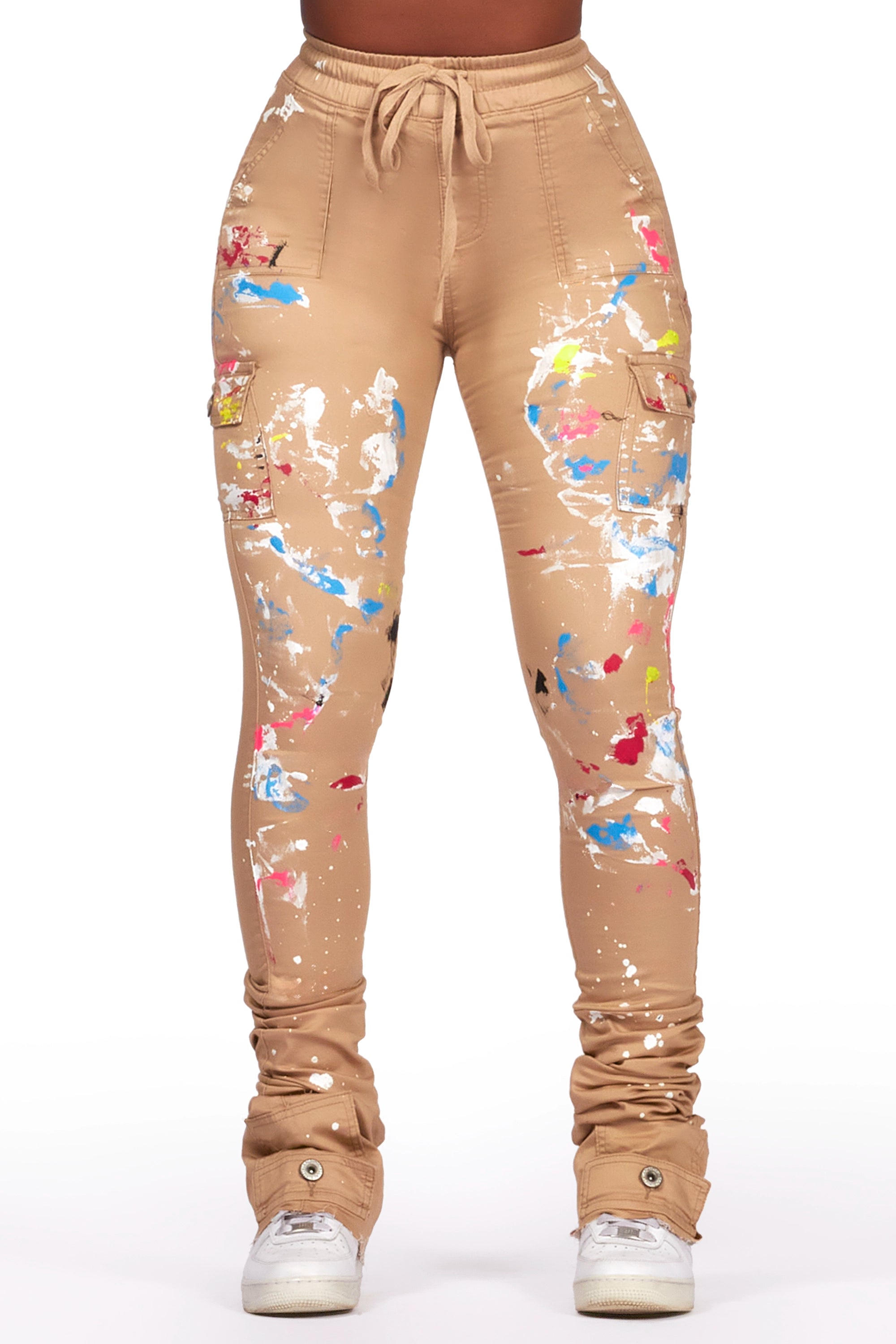 Sareeta Tan Painted Super Stacked Jean