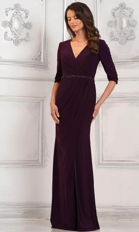 Rina di Montella RD3109 - Ruched V-Neck Evening Dress