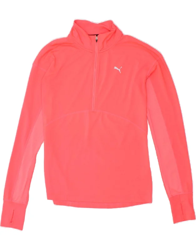 PUMA Womens Running Zip Neck Pullover Tracksuit Top UK 14 Medium Pink