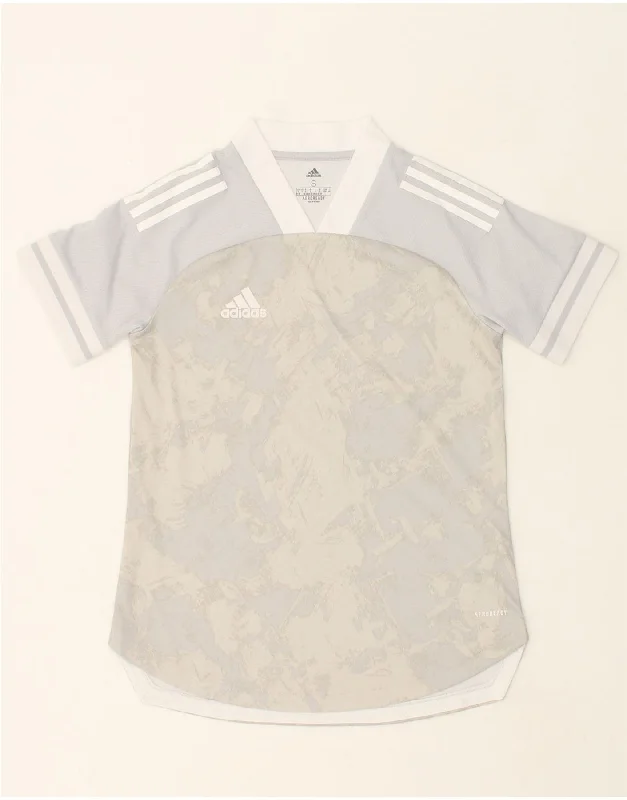 ADIDAS Womens Aeroready T-Shirt Top UK 8/10 Small Grey Tie Dye Polyester