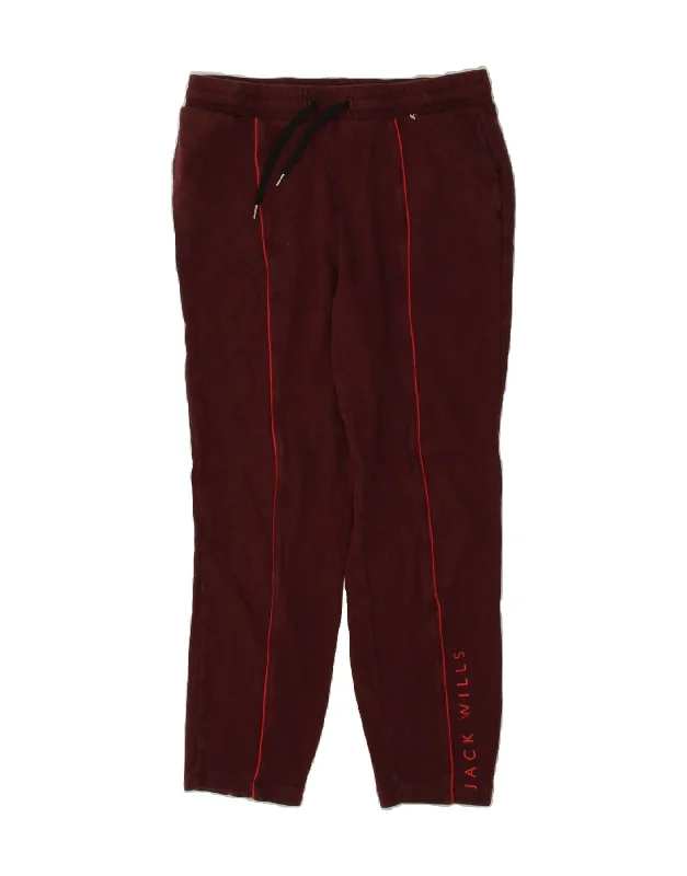 JACK WILLS Womens Graphic Tracksuit Trousers UK 10 Small Maroon Cotton