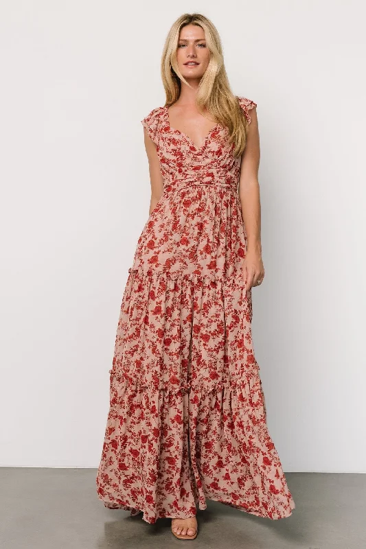 Martina Maxi Dress | Blush + Red