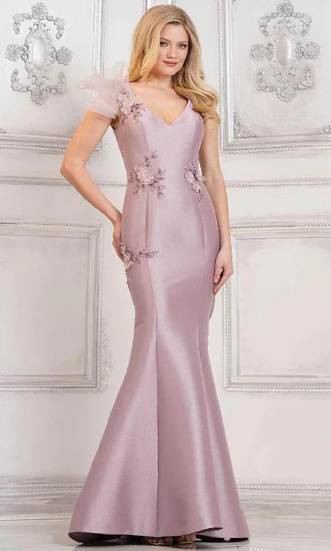 Marsoni by Colors MV1309 - Floral Appliqued Mermaid Formal Gown