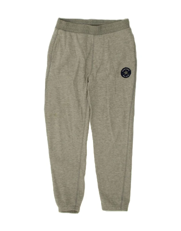 CONVERSE Womens Tracksuit Trousers Joggers UK 14 Medium Grey Cotton