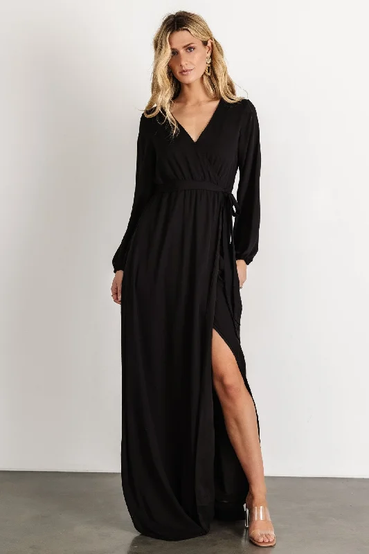 Breanne Faux Wrap Maxi Dress | Black