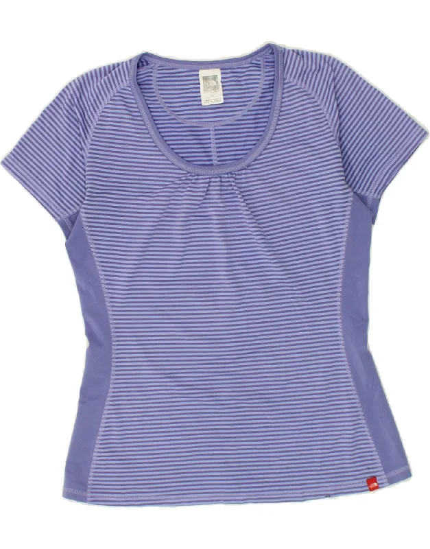 THE NORTH FACE Womens T-Shirt Top UK 12 Medium Purple Striped Polyester