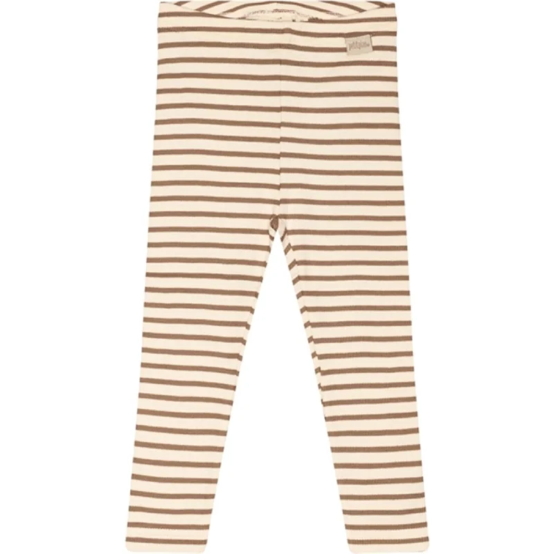 Petit Piao® Walnut Brown/Off White Leggings Modal Striped