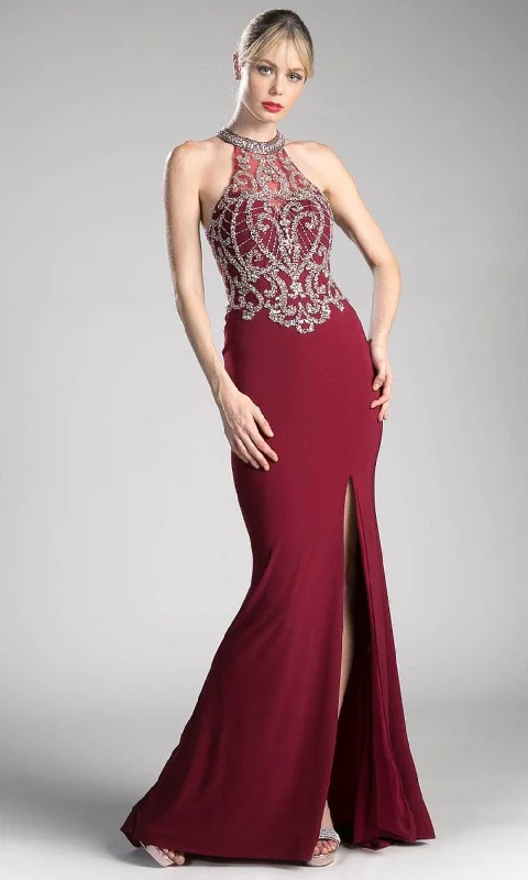 Ladivine ML202 - Beaded Halter Neck Evening Dress