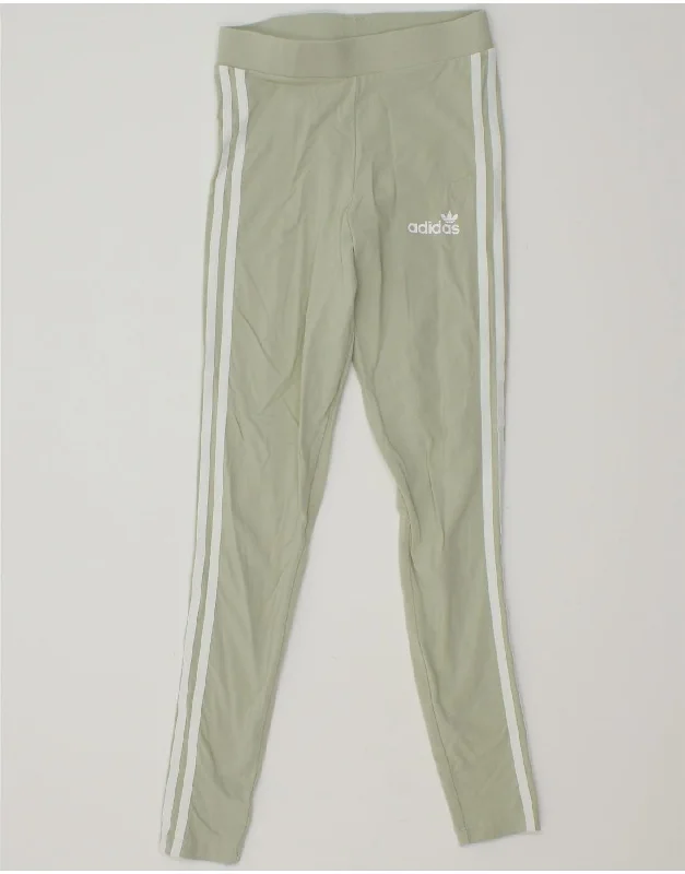 ADIDAS Womens Leggings UK 8 Small Green Cotton