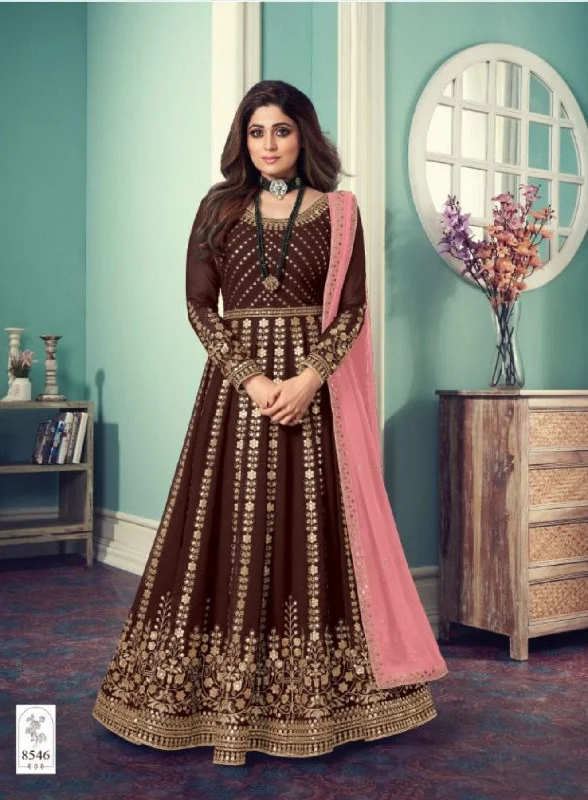 8546 Maroon Sequence work Georgette Anarkali Suit