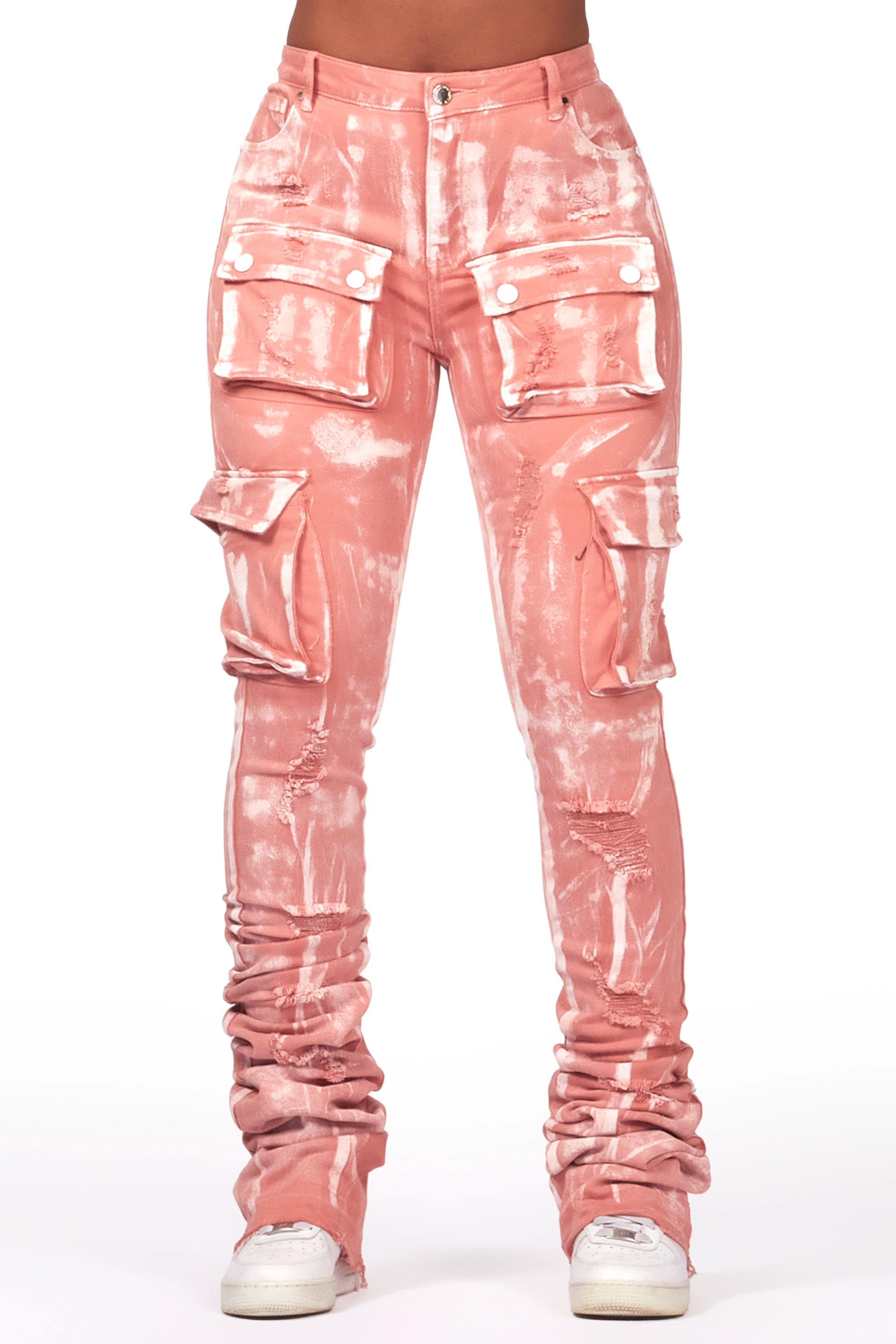 Kania Pink Cargo Super Stacked Jean