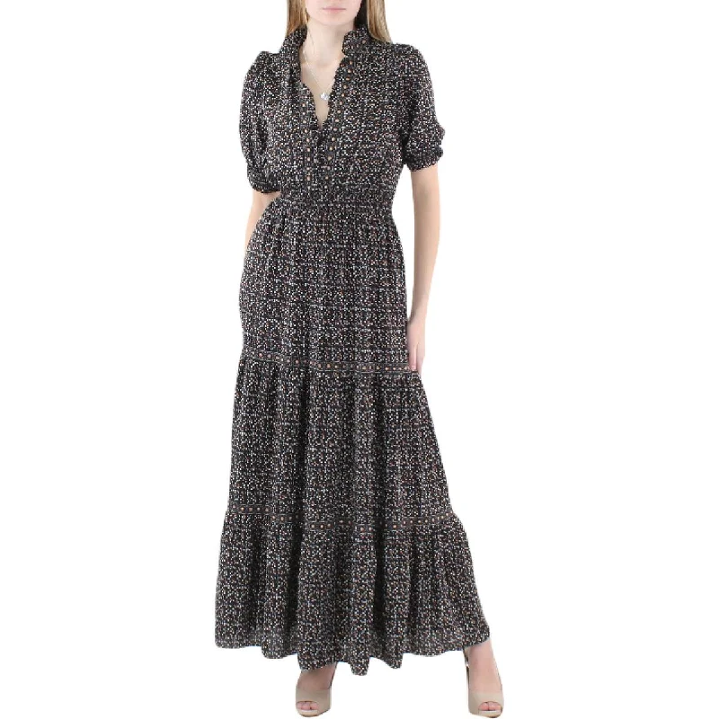 Max Studio Womens Printed Ruffled Maxi Dress