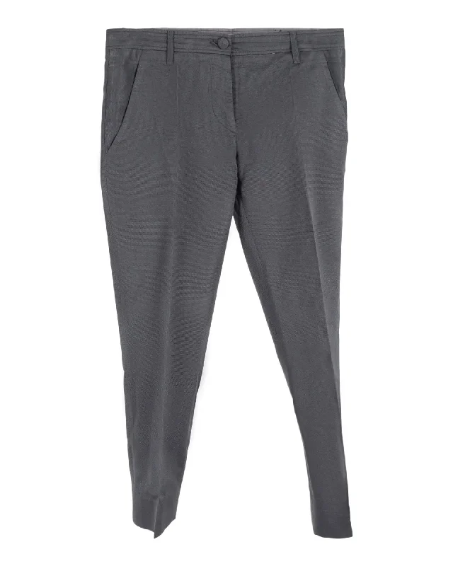 Miu Miu Straight Leg Trousers in Grey Cotton