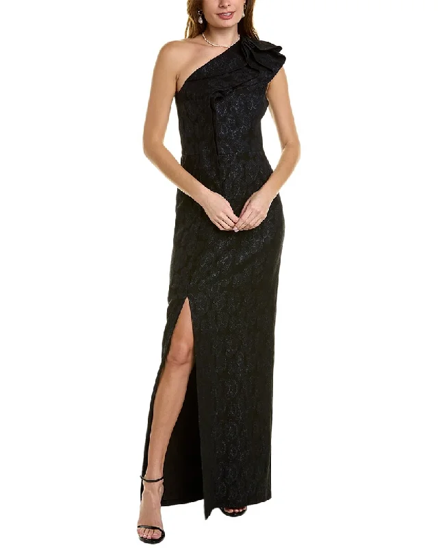 Teri Jon by Rickie Freeman One-Shoulder Gown