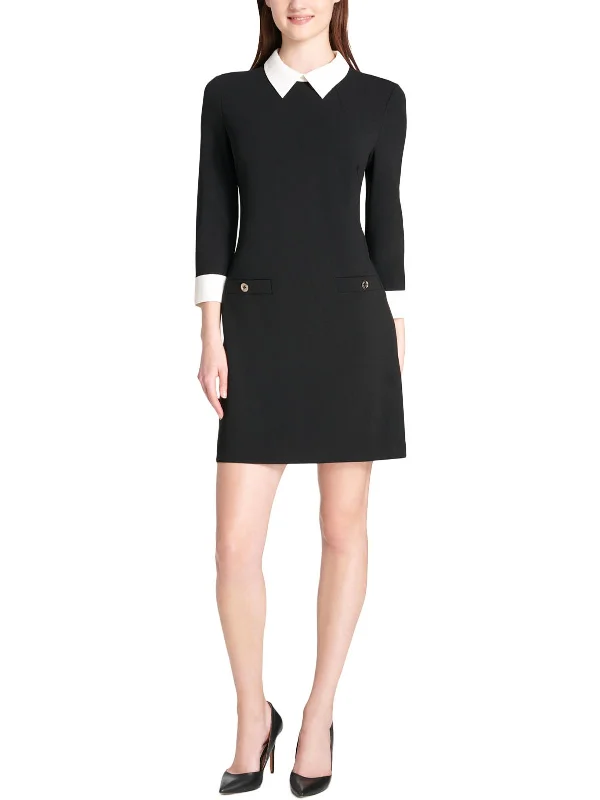 Womens Contrast Trim Embellished Mini Dress