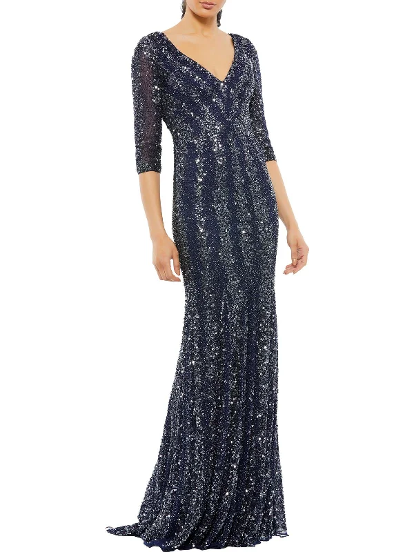 Womens Sequined Maxi Evening Dress