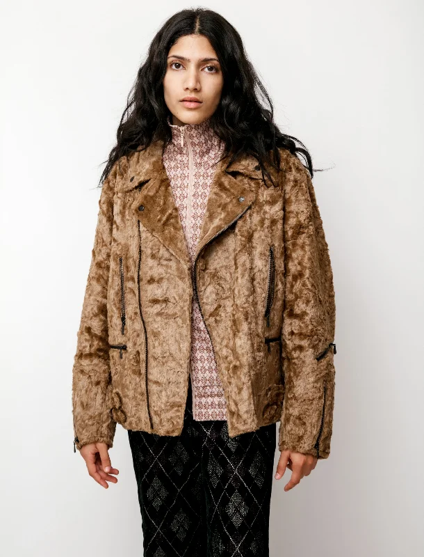 Double Riders Faux Fur Jacket Caramel